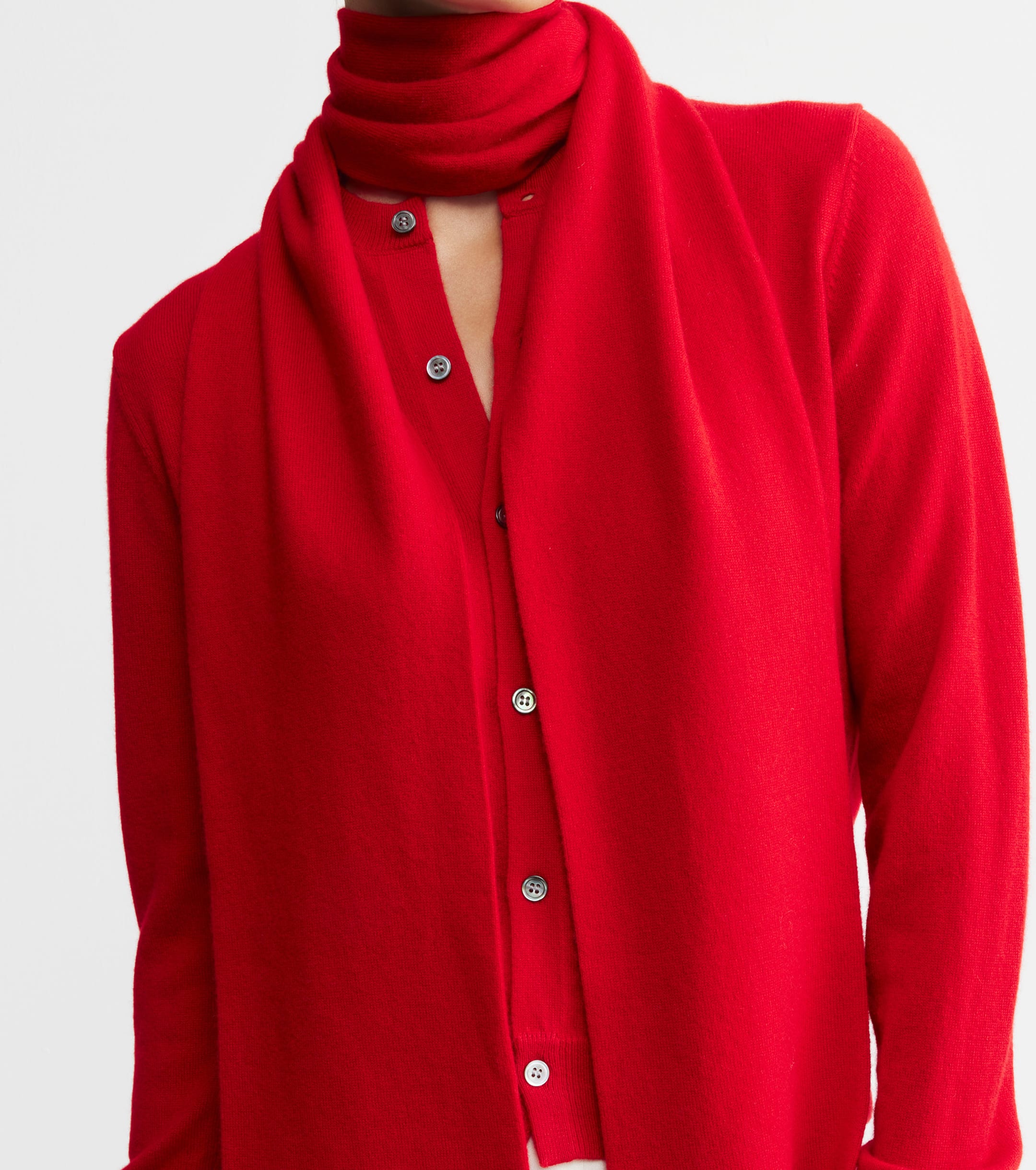Cashmere Jacquard Scarf - Red