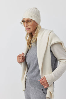  Luxe Cashmere Ribbed Beanie - Cream