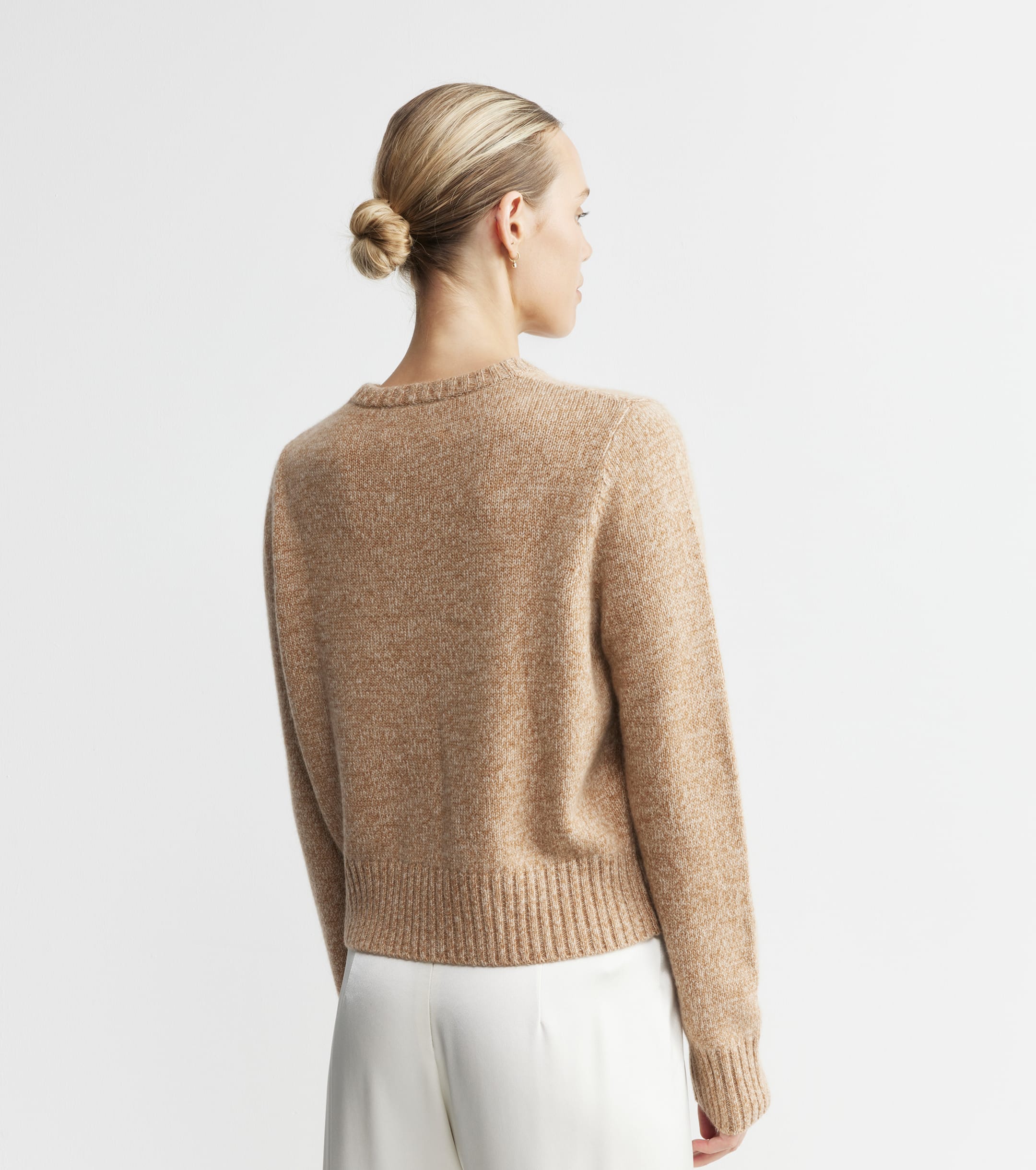 Luxe Cashmere Crew Sweater - Camel Melange
