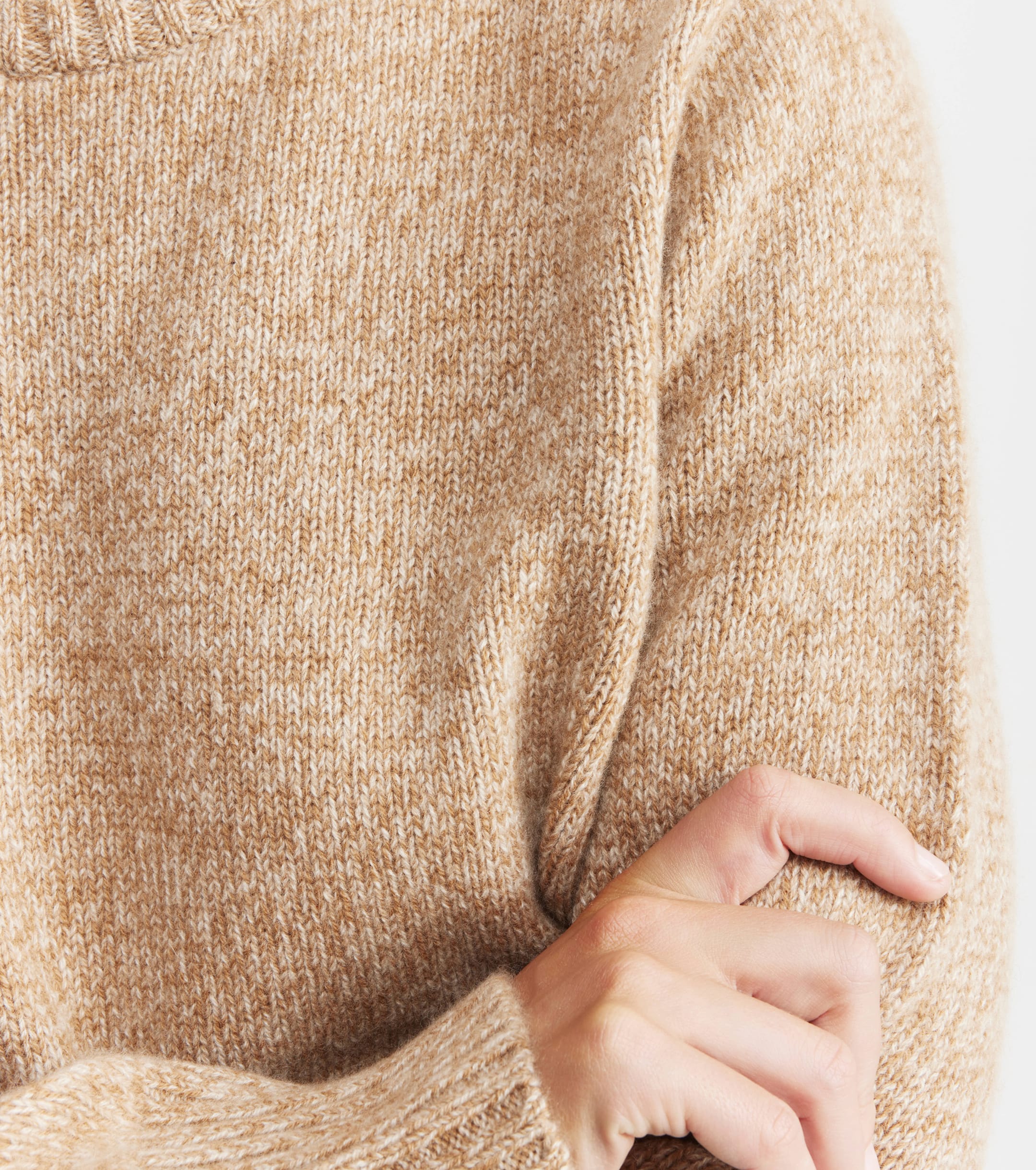 Luxe Cashmere Crew Sweater - Camel Melange