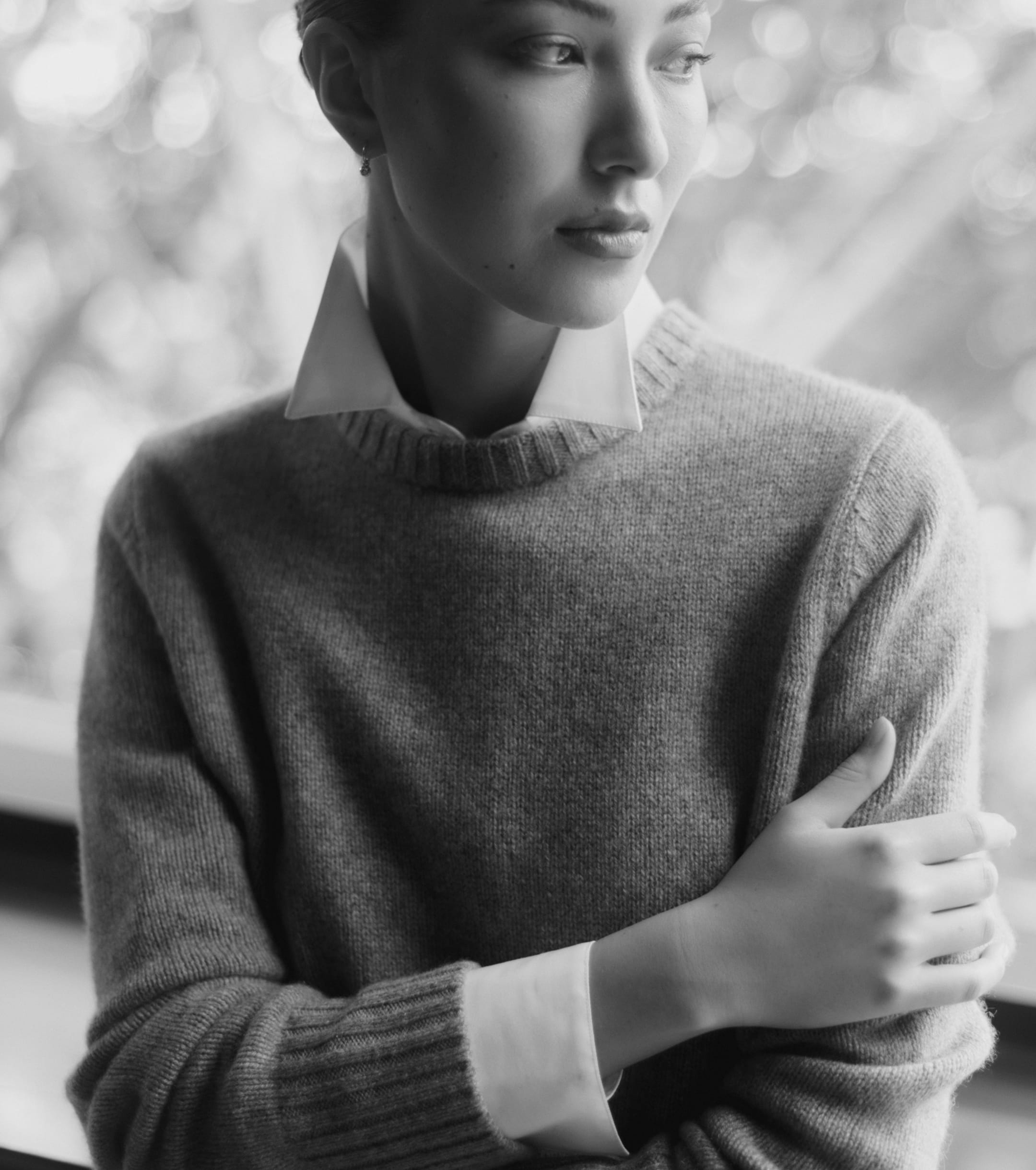 Luxe Cashmere Crew Sweater - Camel Melange