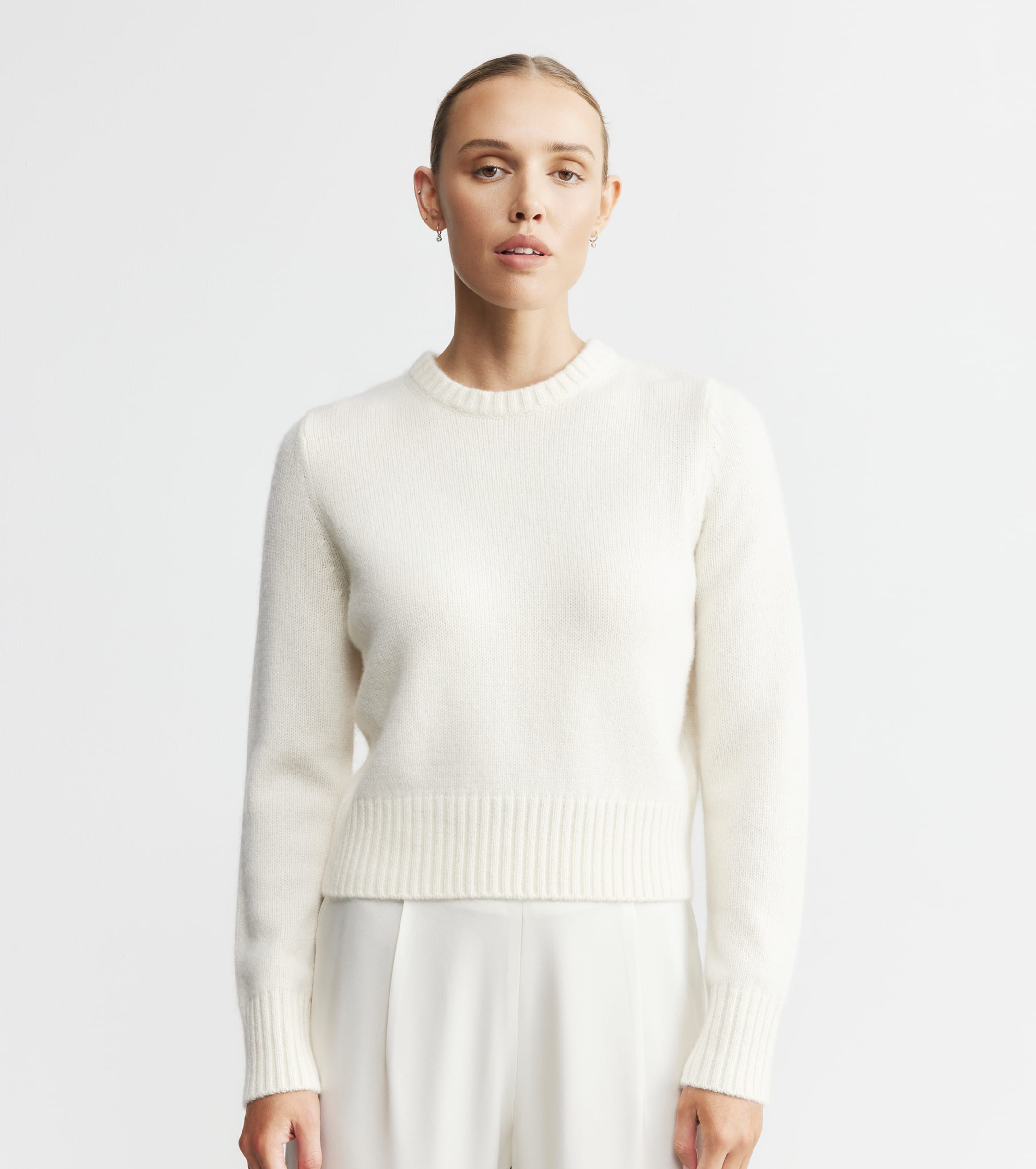 Luxe Cashmere Crew Sweater - Cream