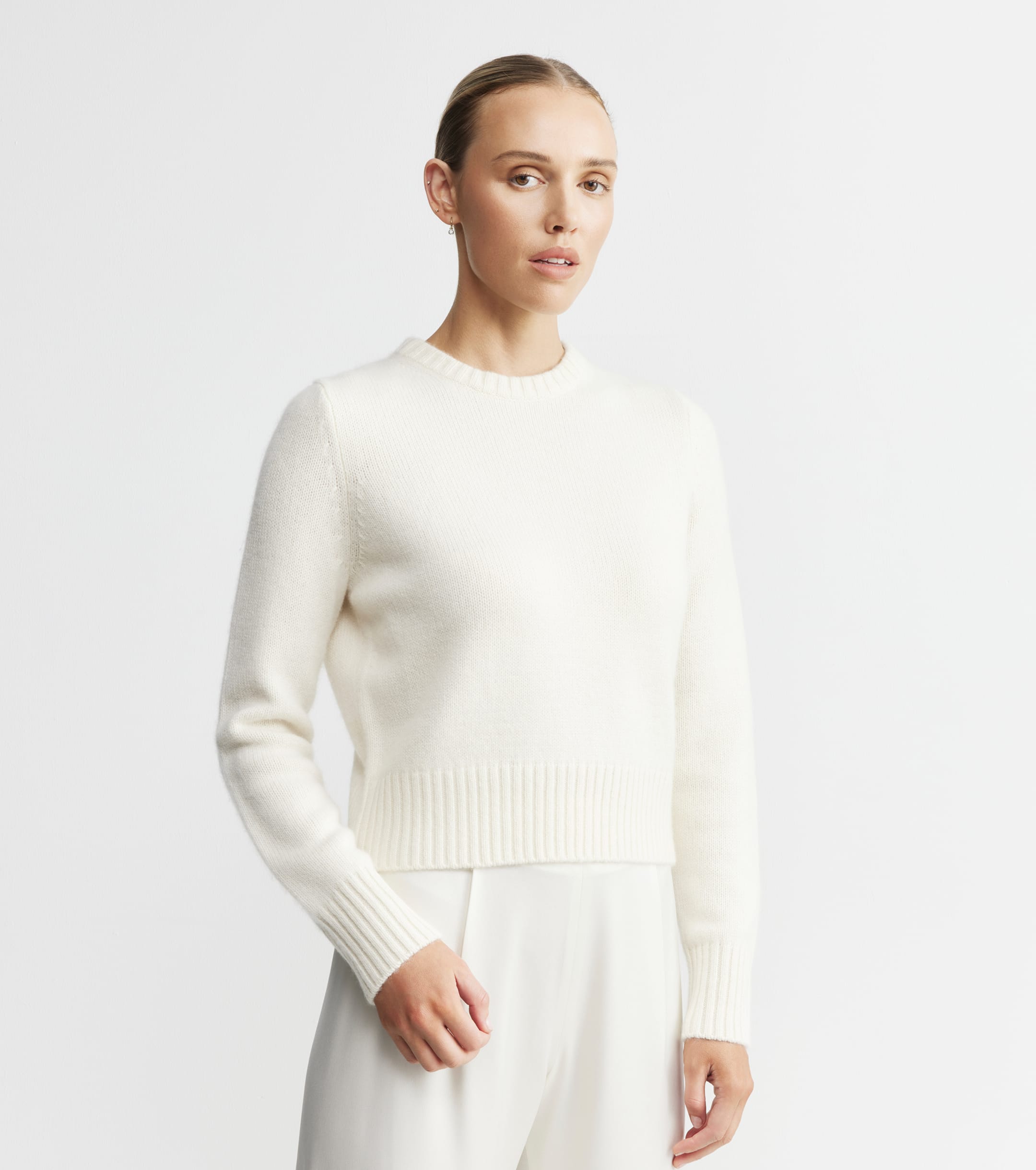 Luxe Cashmere Crew Sweater - Cream
