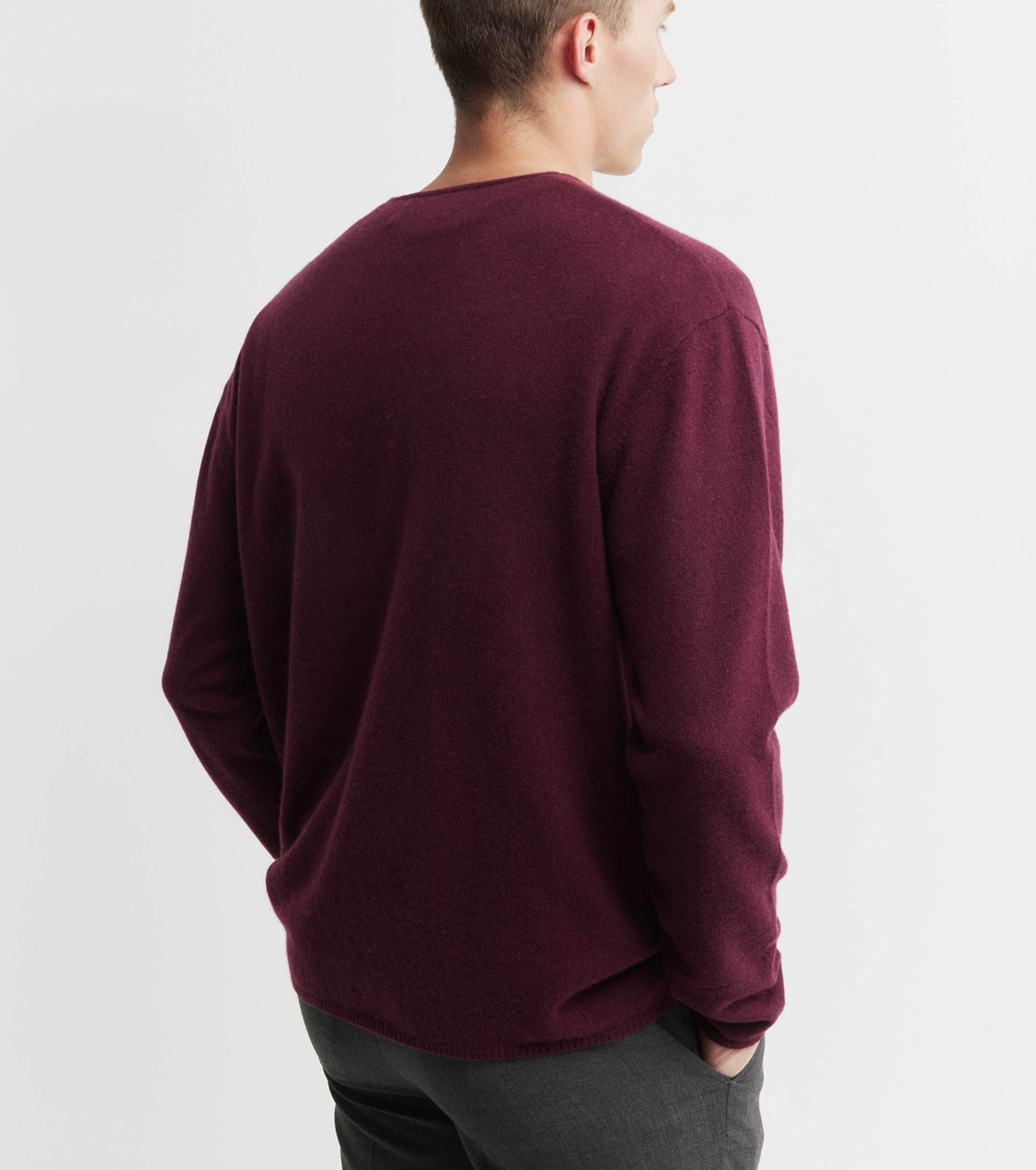 Cashmere Oversized Crew Sweater - Burgundy