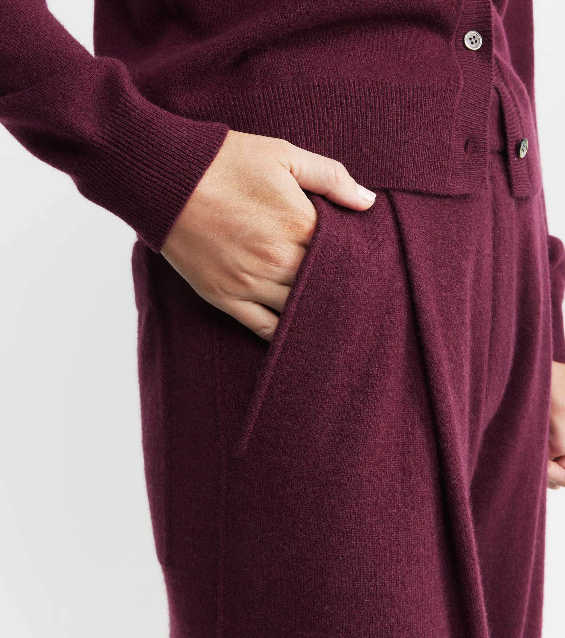 Cashmere Pleat Front Trouser - Burgundy