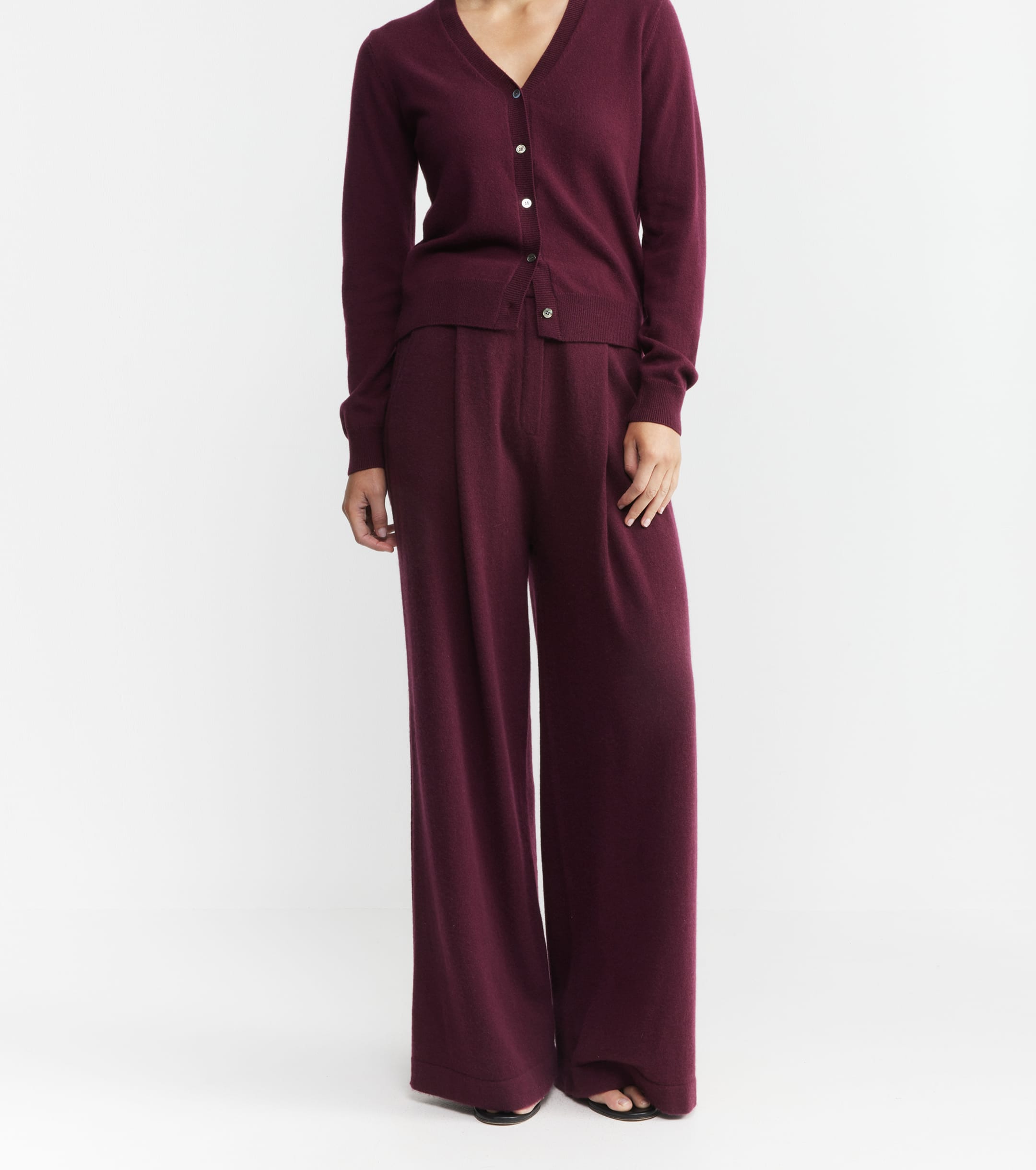 Cashmere Pleat Front Trouser - Burgundy