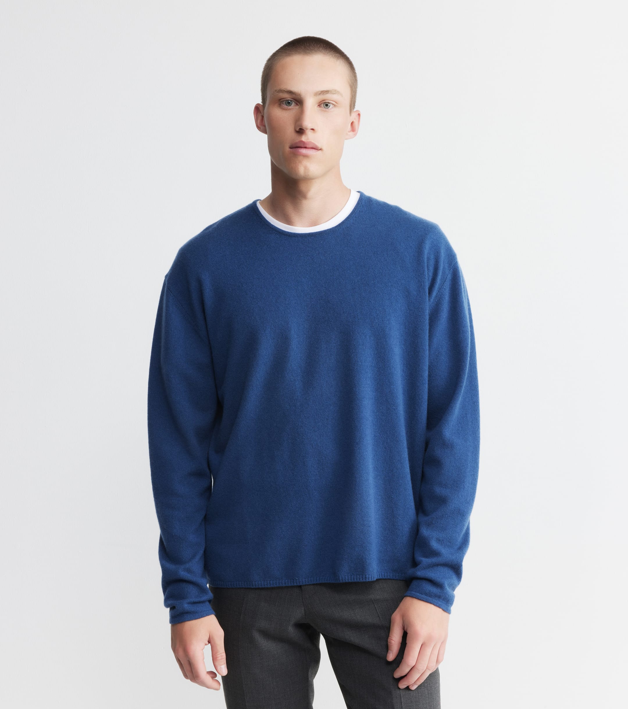 Cashmere Oversized Crew Sweater - Indigo