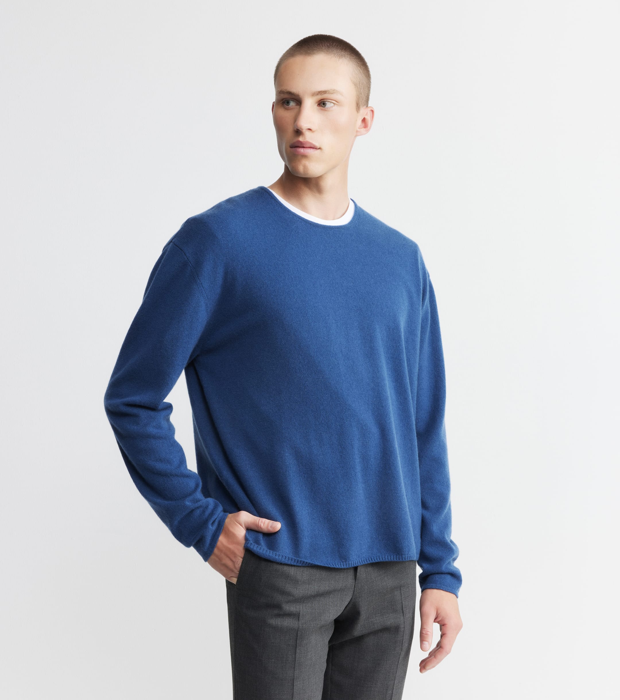 Cashmere Oversized Crew Sweater - Indigo