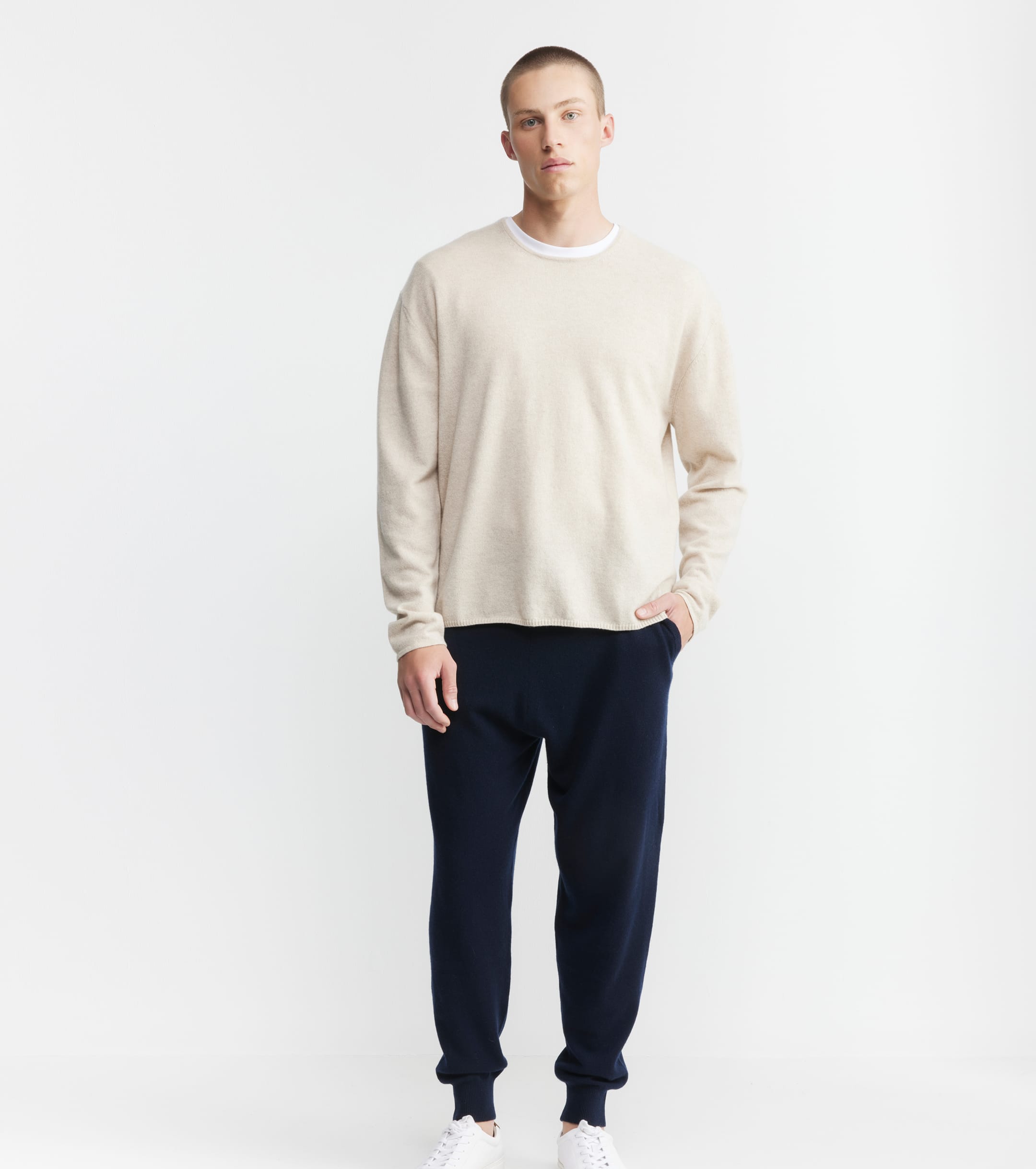 Cashmere Oversized Crew Sweater - Sand