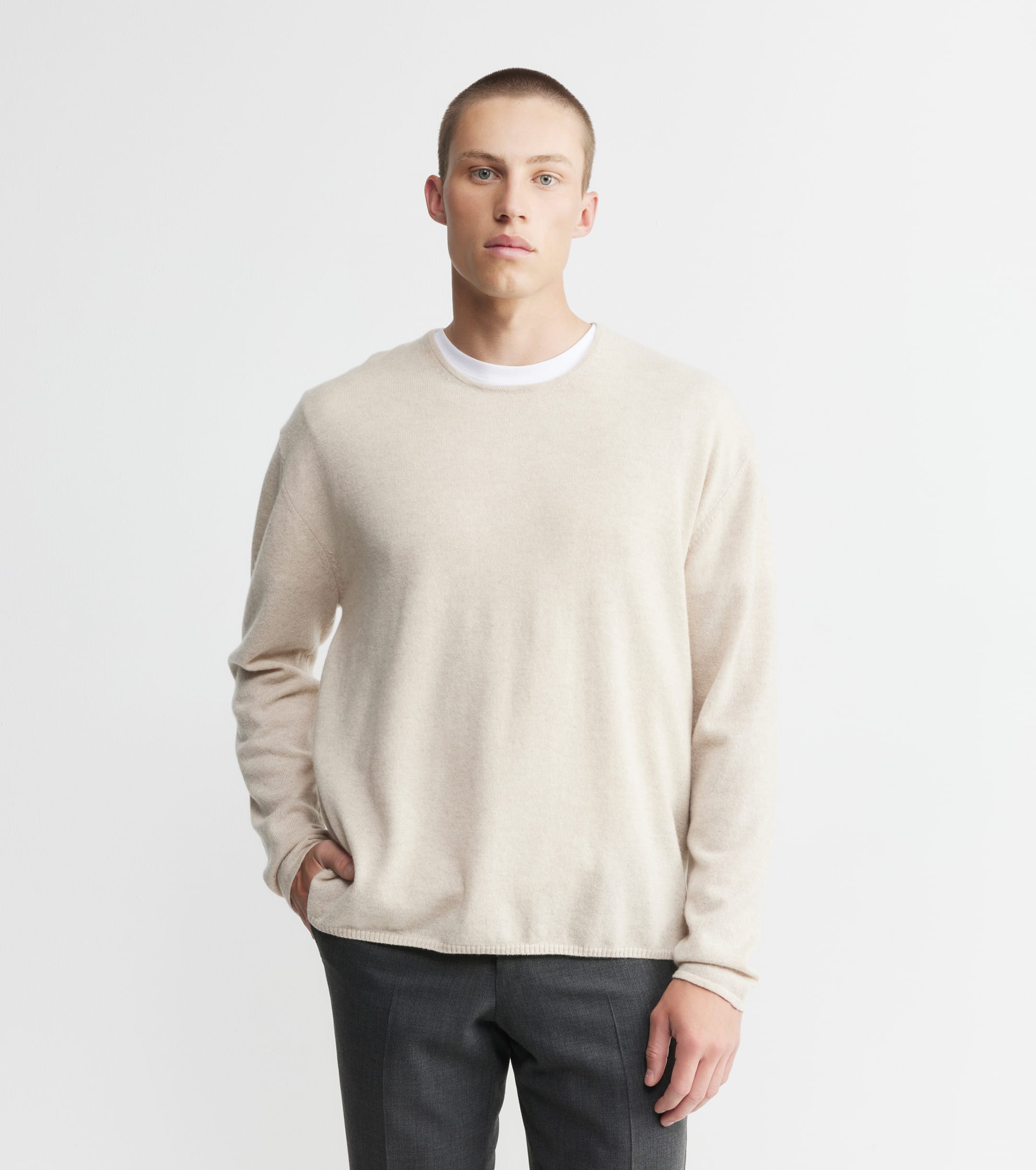 Cashmere Oversized Crew Sweater - Sand