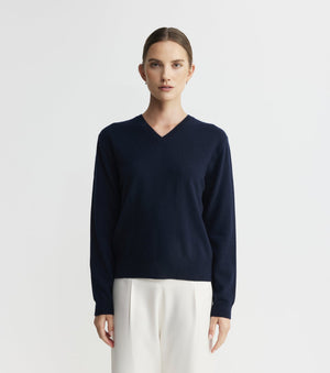 Signature Cashmere V-Neck - Navy