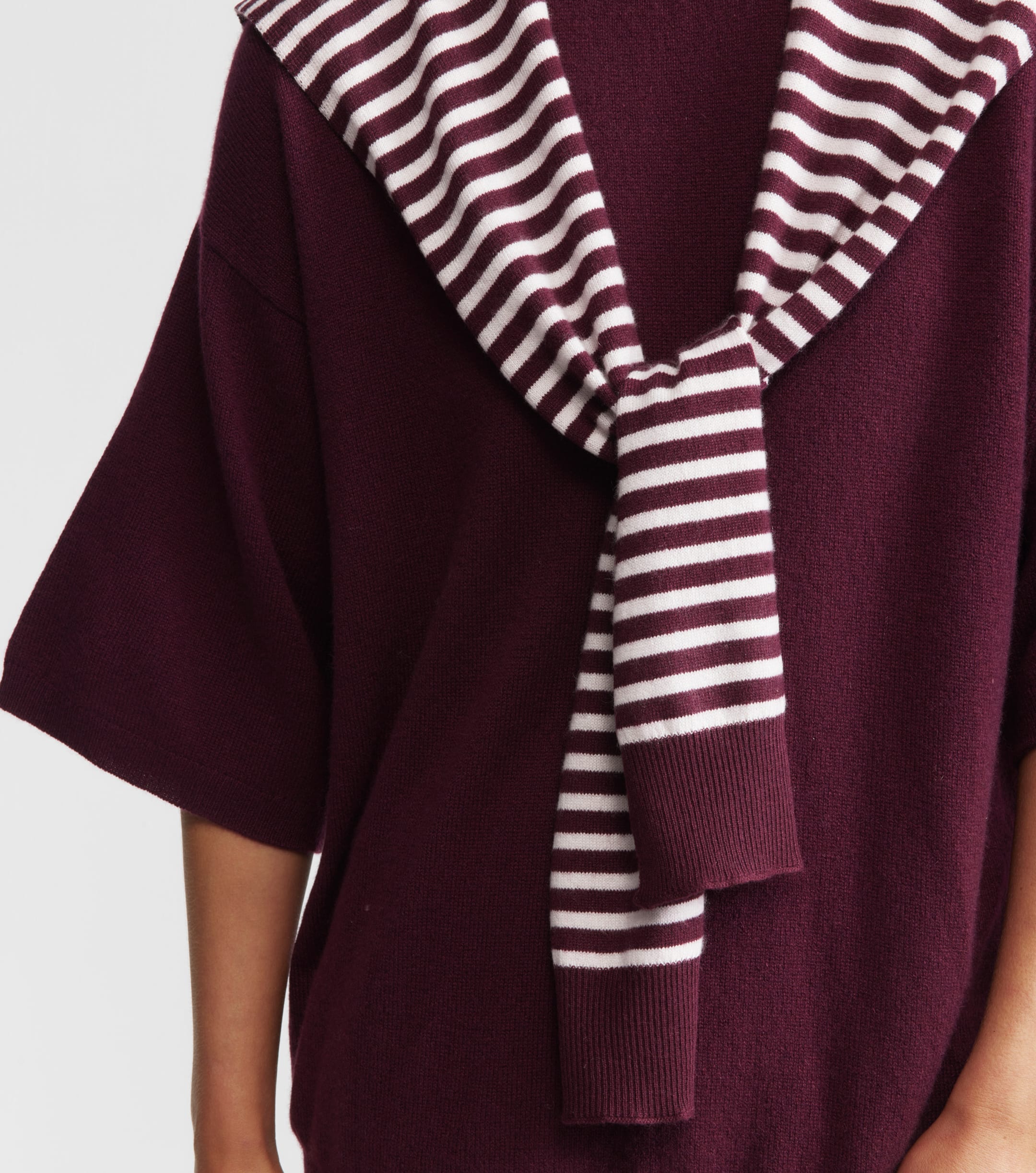 Cashmere Stripe Sweater Scarf - Burgundy/Pink