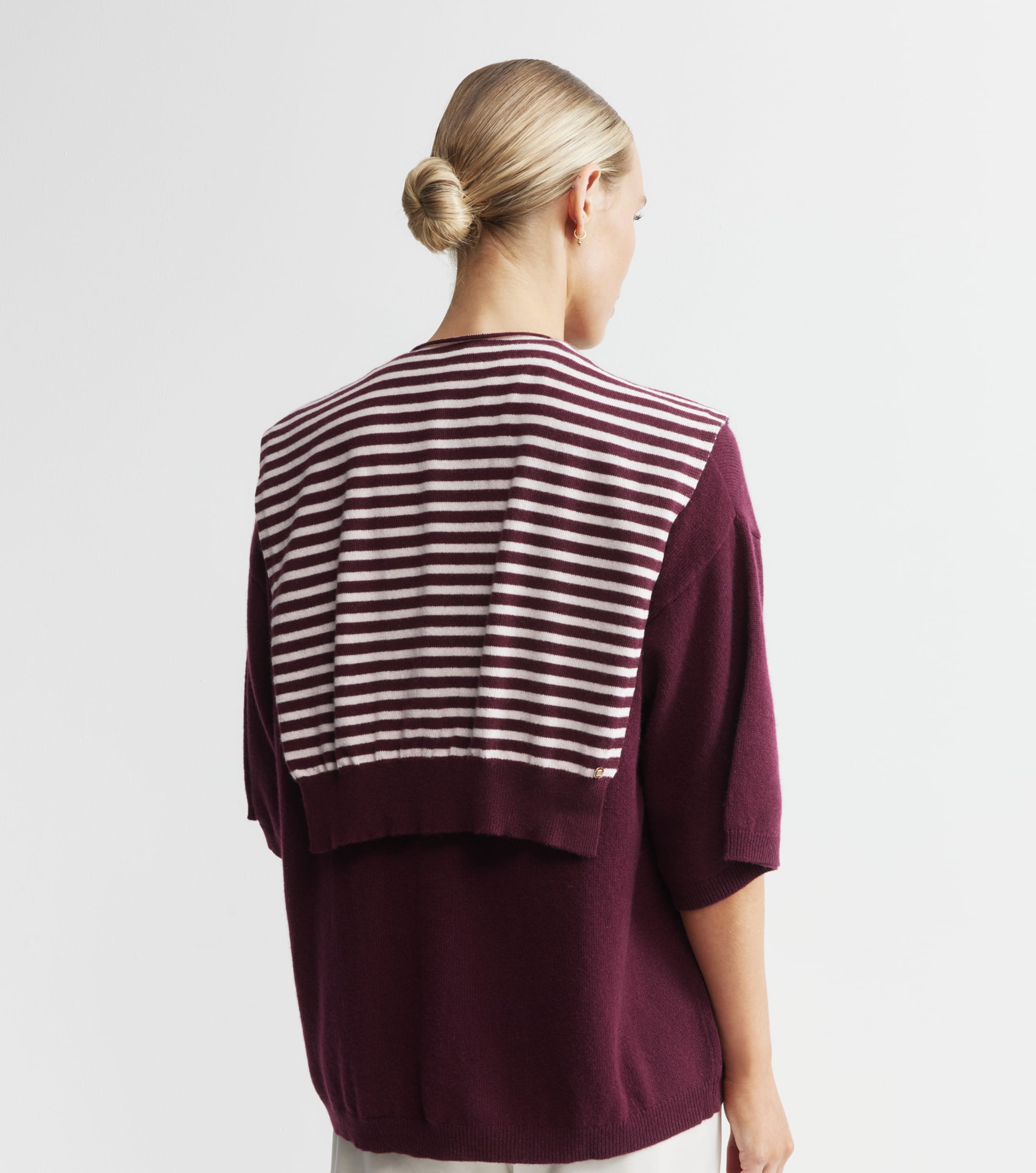 Cashmere Stripe Sweater Scarf - Burgundy/Pink