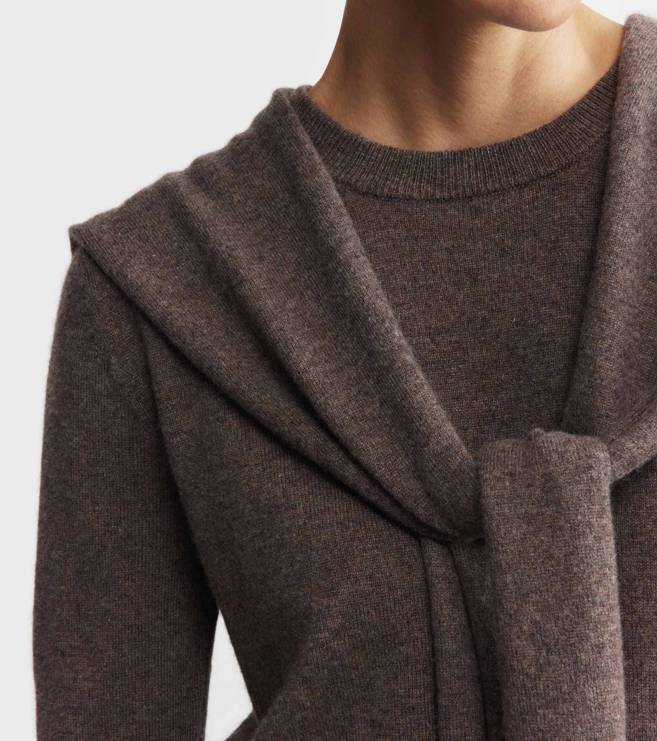 Cashmere Sweater Scarf - Brown Melange