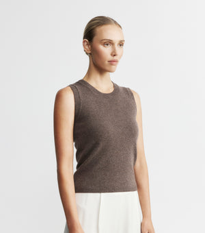 Cashmere Tank - Brown Melange