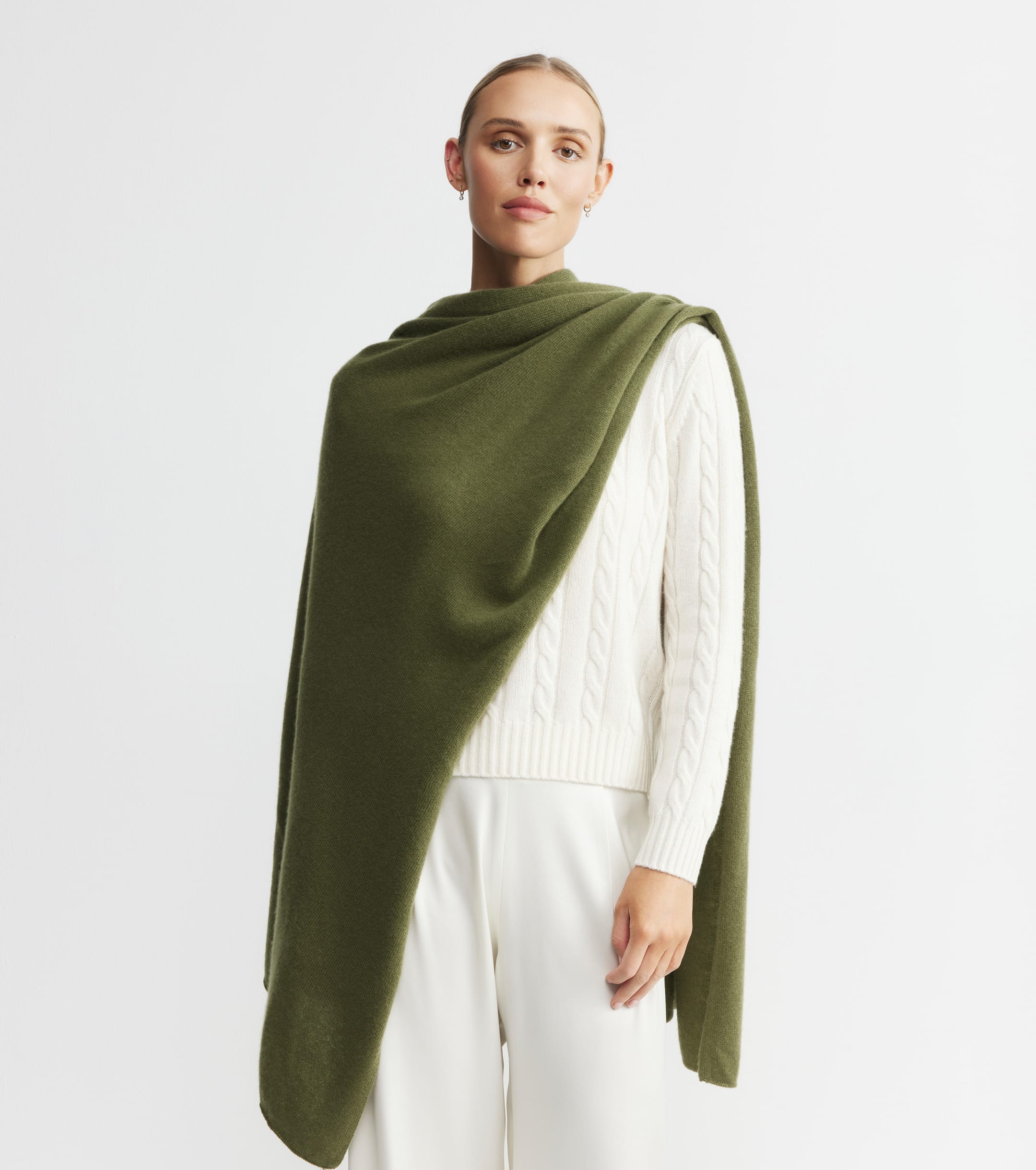 Cashmere Travel Wrap - Moss Green