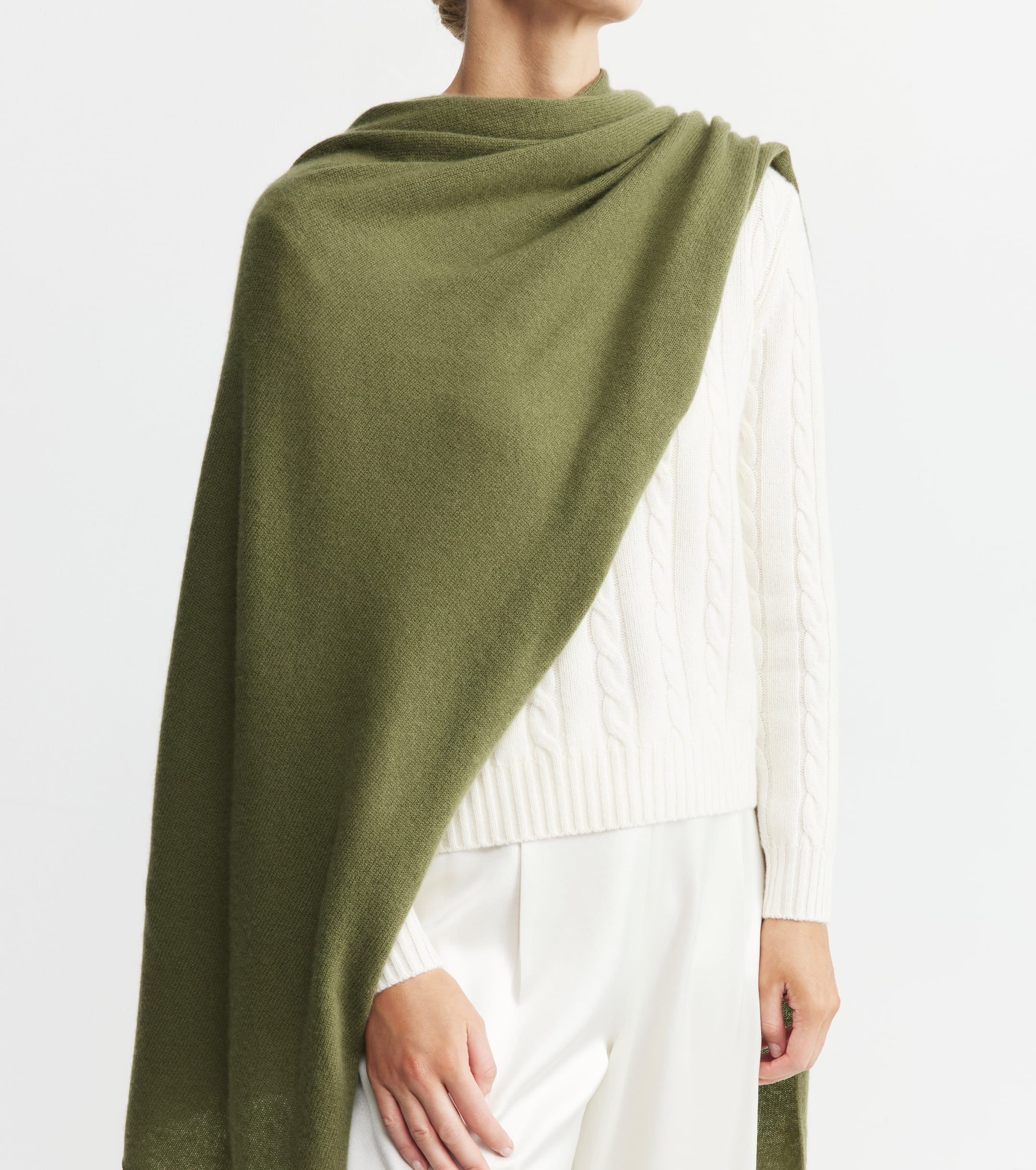 Cashmere Travel Wrap - Moss Green