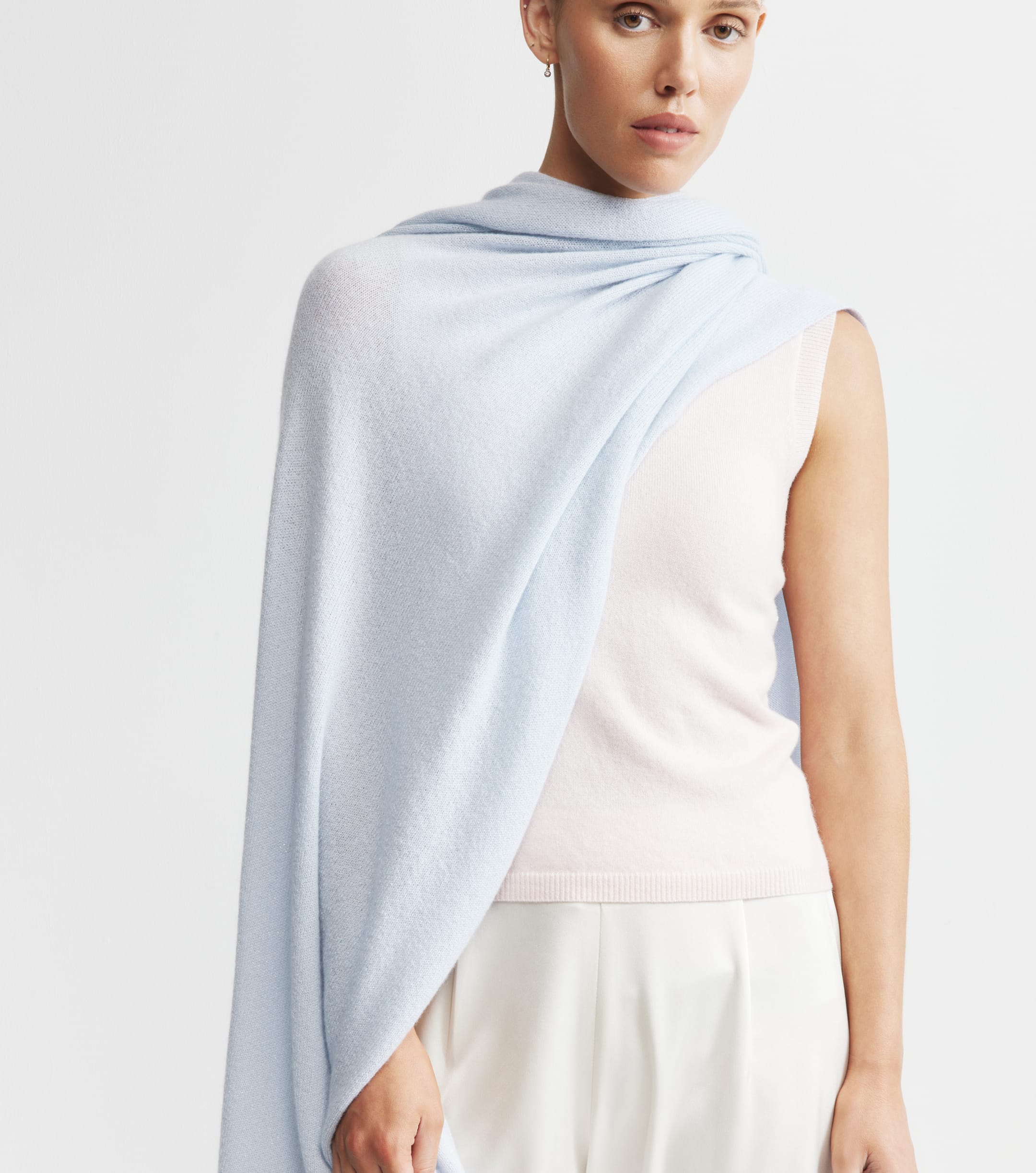 Cashmere Travel Wrap - Sky/Lurex