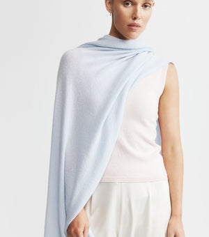 Cashmere Travel Wrap - Sky/Lurex