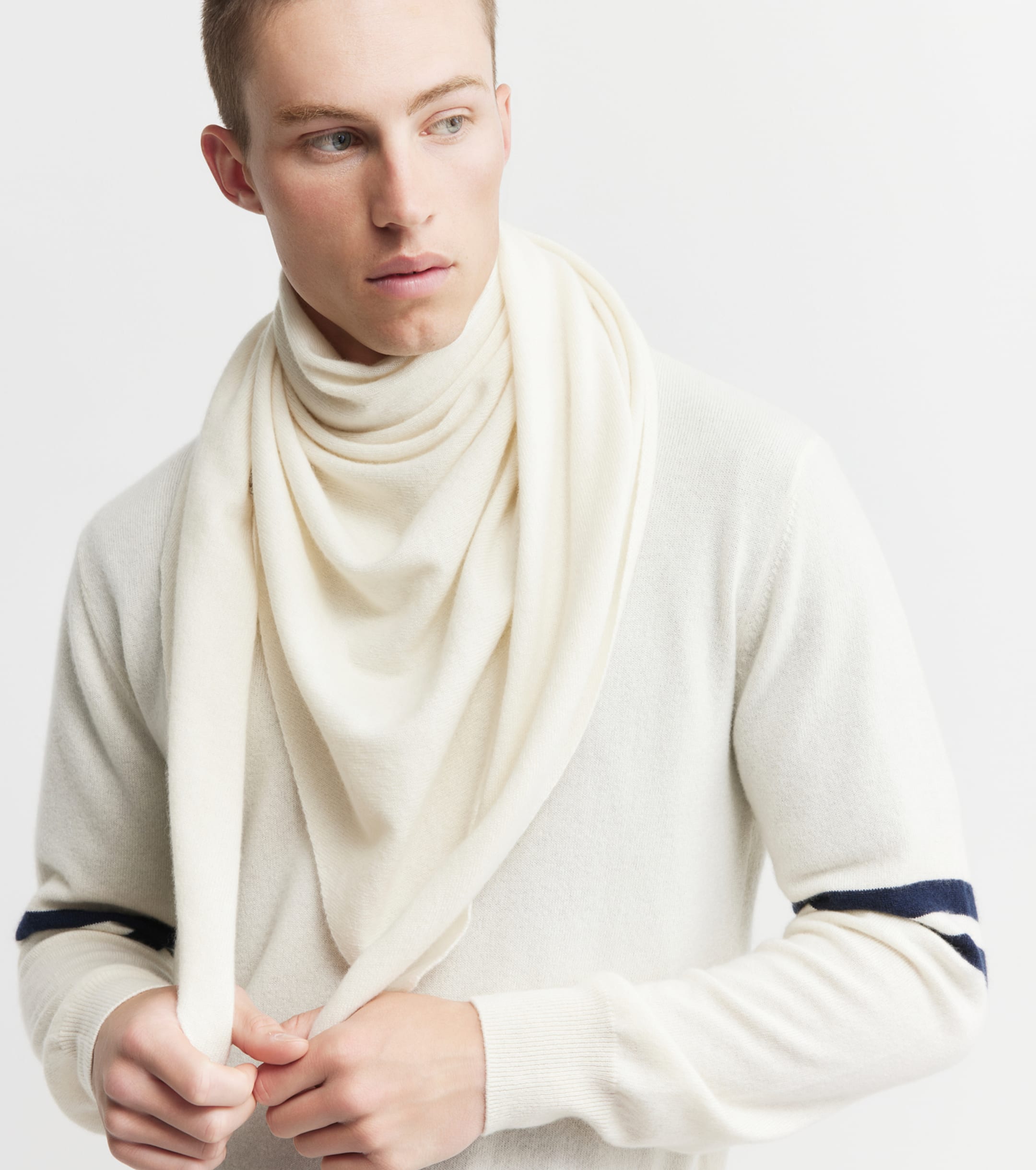 Cashmere Triangle Scarf - Cream
