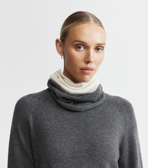 Cashmere Two Tone Snood - Cream/Graphite