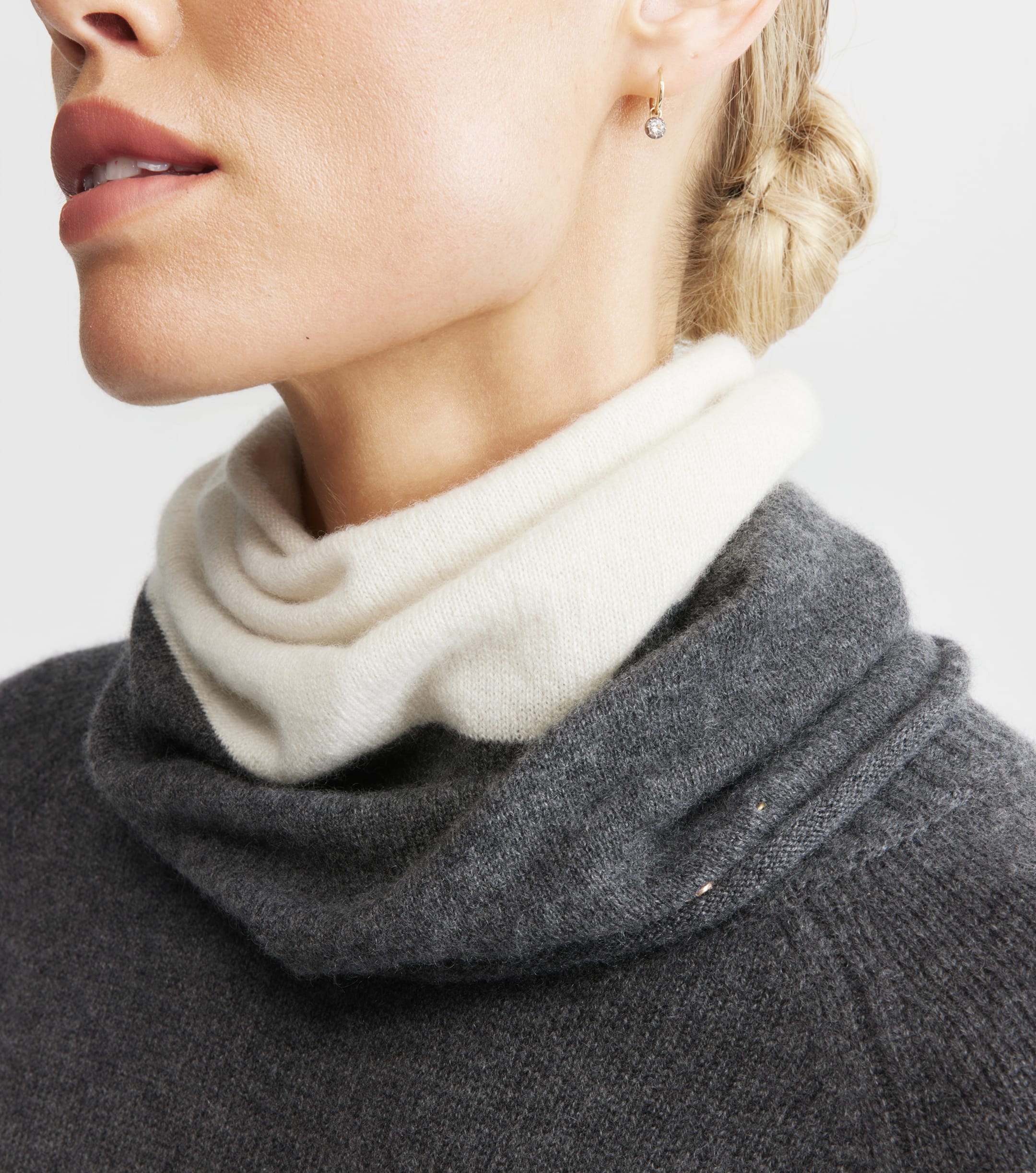 Cashmere Two Tone Snood - Cream/Graphite