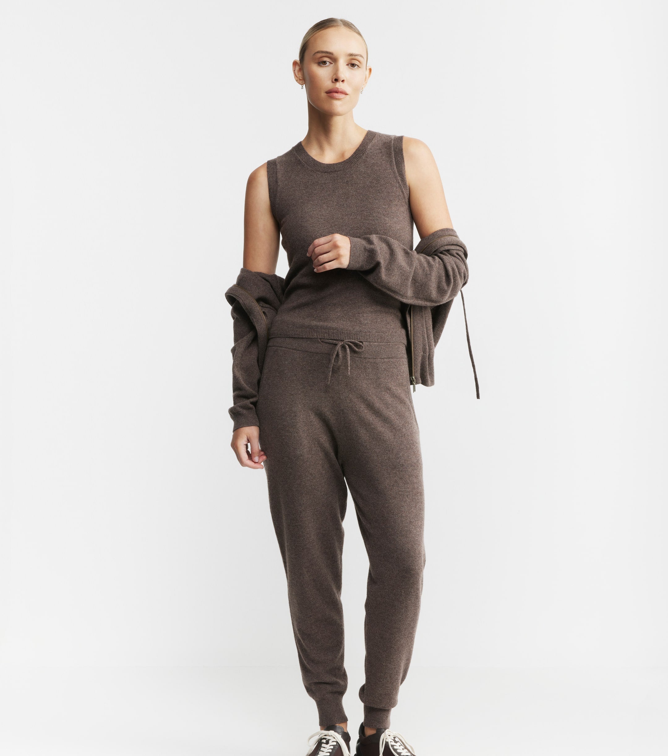 Essential Cashmere Jogger - Brown Melange