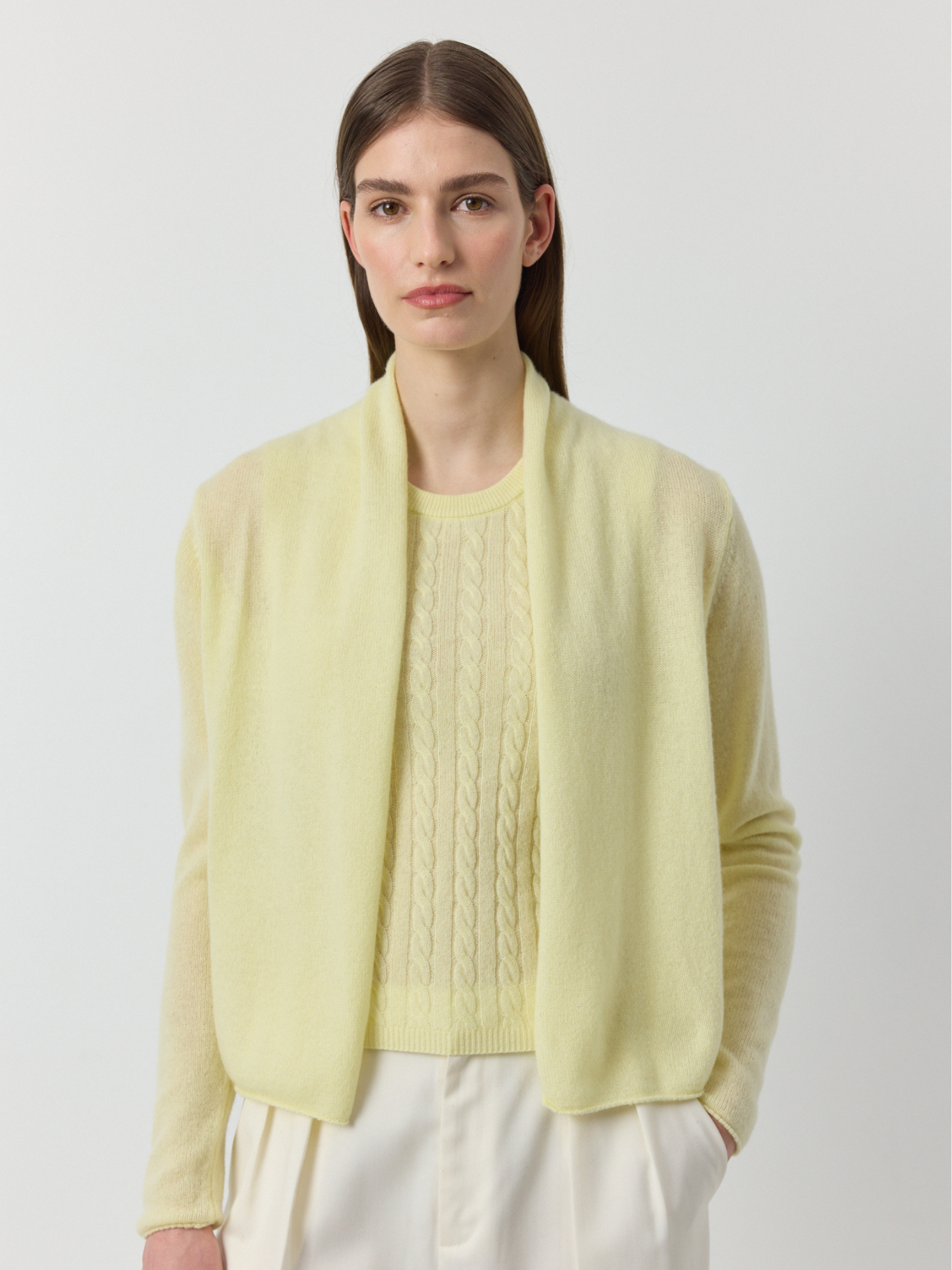 Essential Cashmere Featherweight Cardigan - Lemon