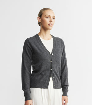 Essential Cashmere V Cardigan - Graphite