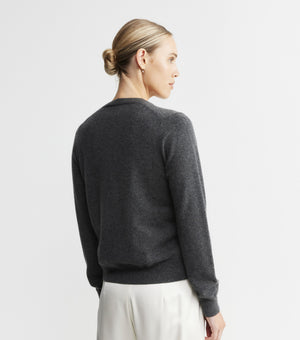 Essential Cashmere V Cardigan - Graphite