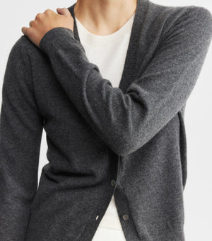 Essential Cashmere V Cardigan - Graphite