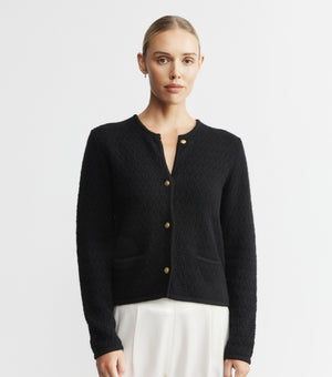 Cashmere Waffle Jacket - Black