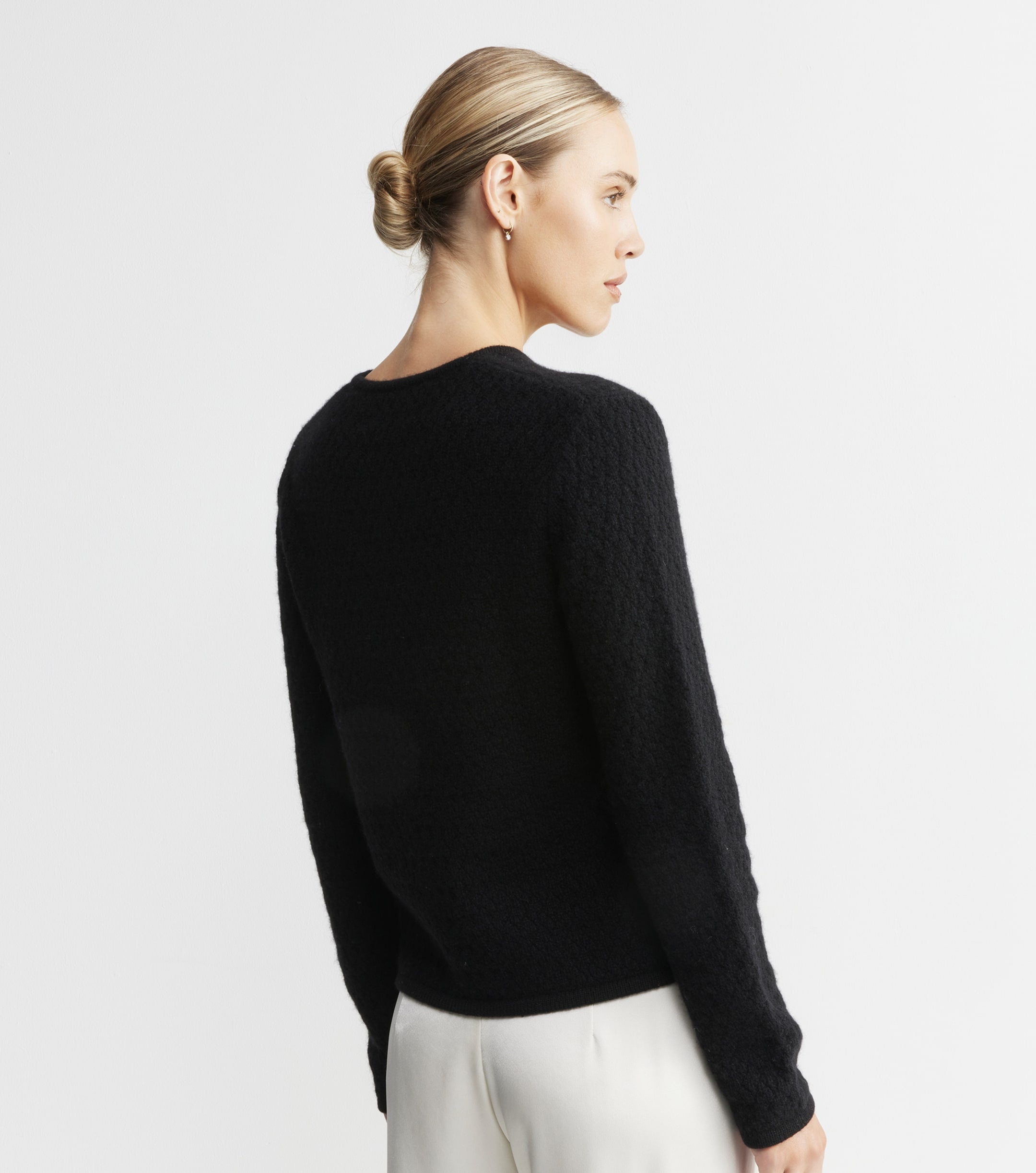 Cashmere Waffle Jacket - Black