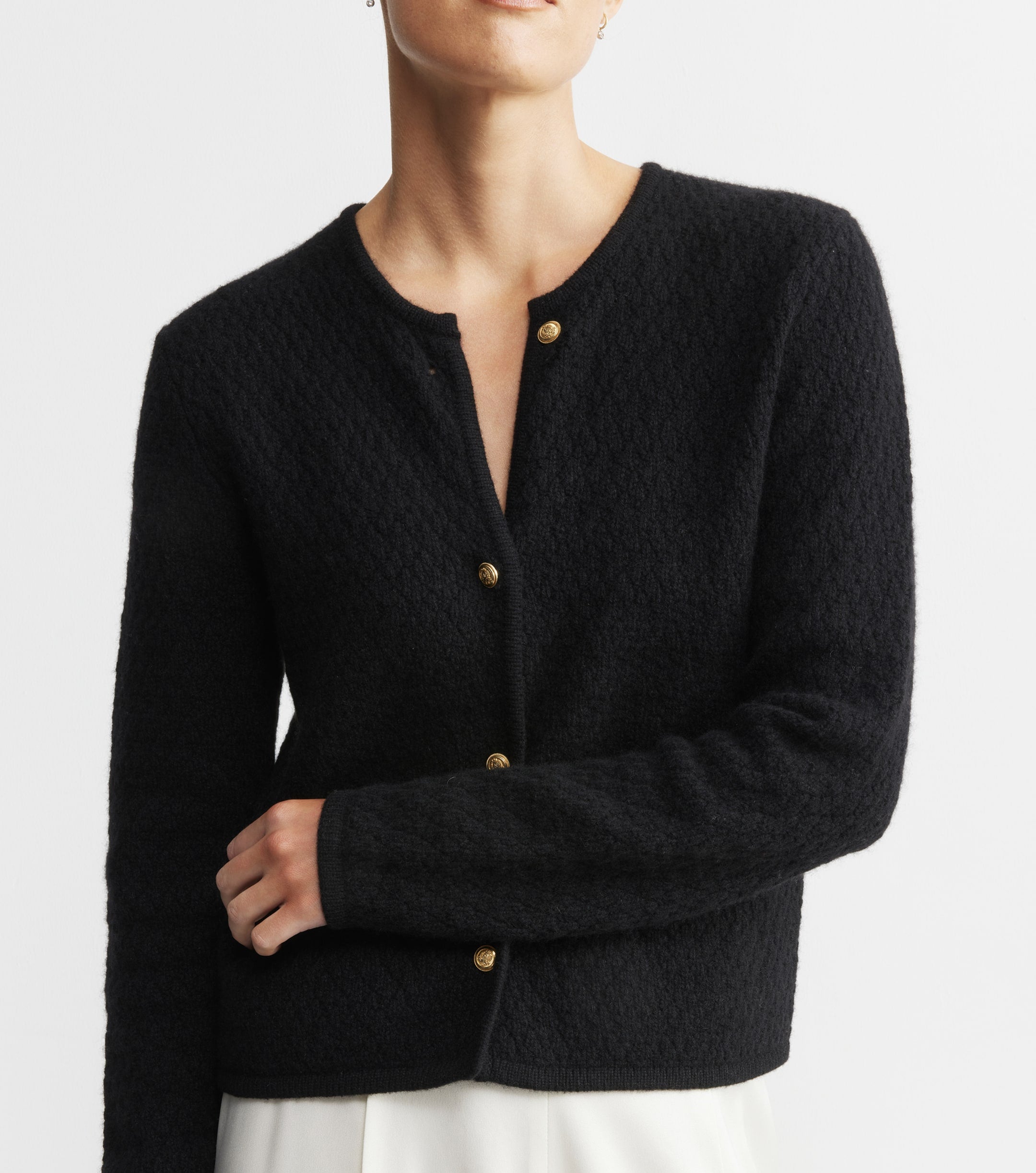 Cashmere Waffle Jacket - Black