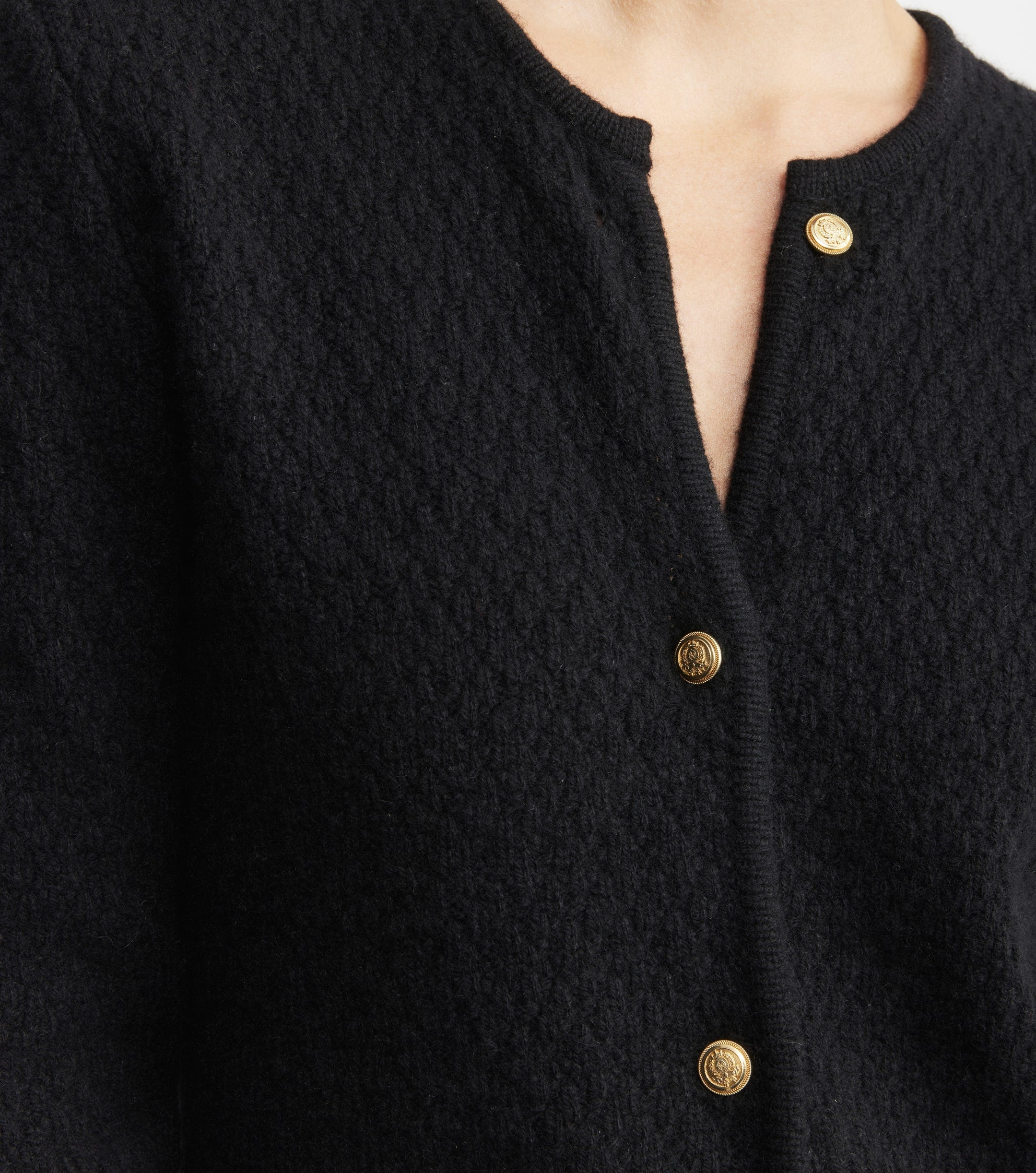 Cashmere Waffle Jacket - Black