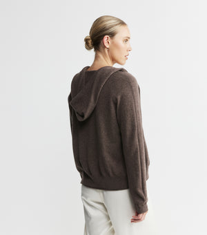 Essential Cashmere Zip Hoodie - Brown Melange