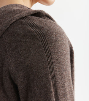 Essential Cashmere Zip Hoodie - Brown Melange