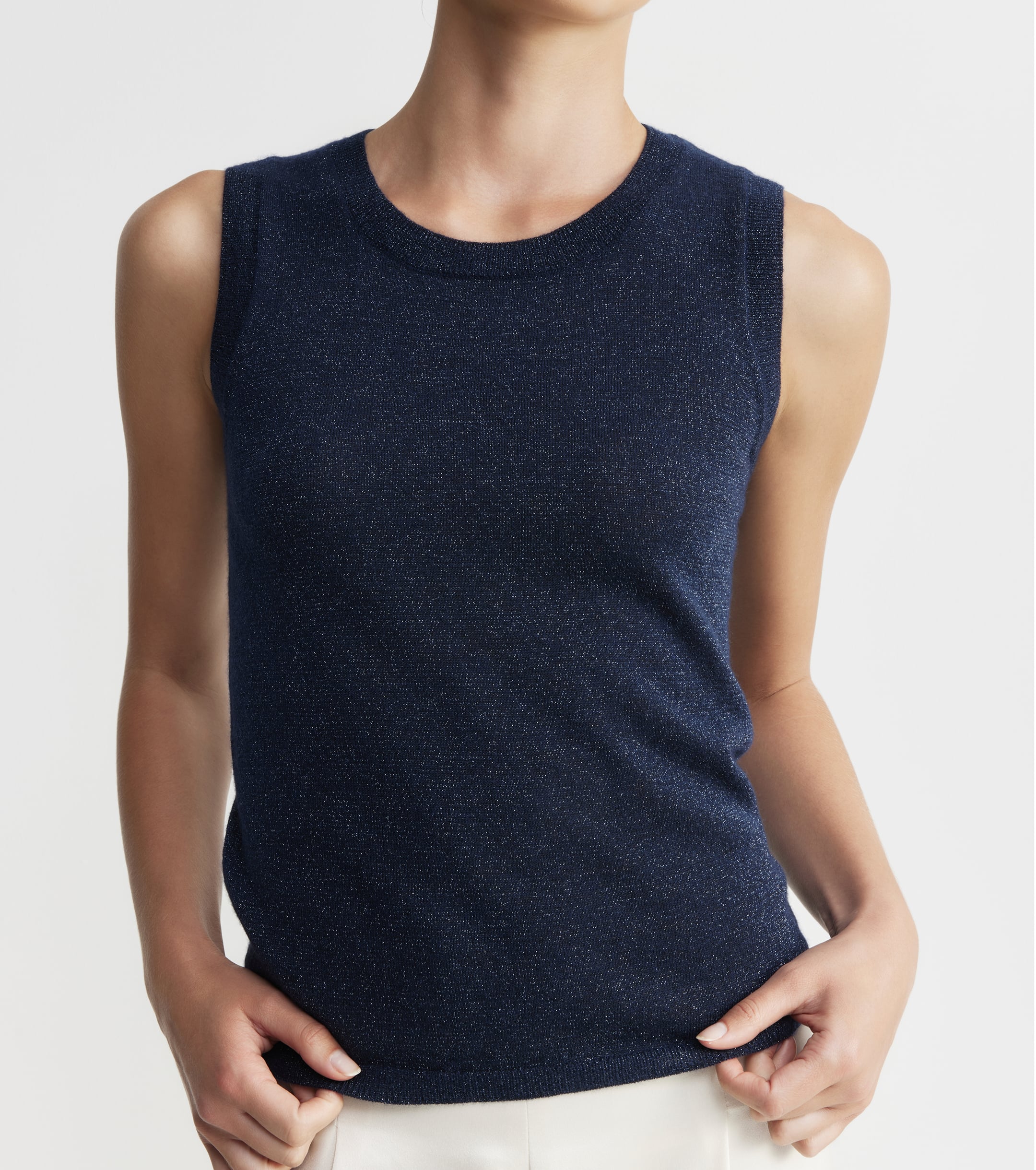 Cashmere Lurex Tank - Sapphire