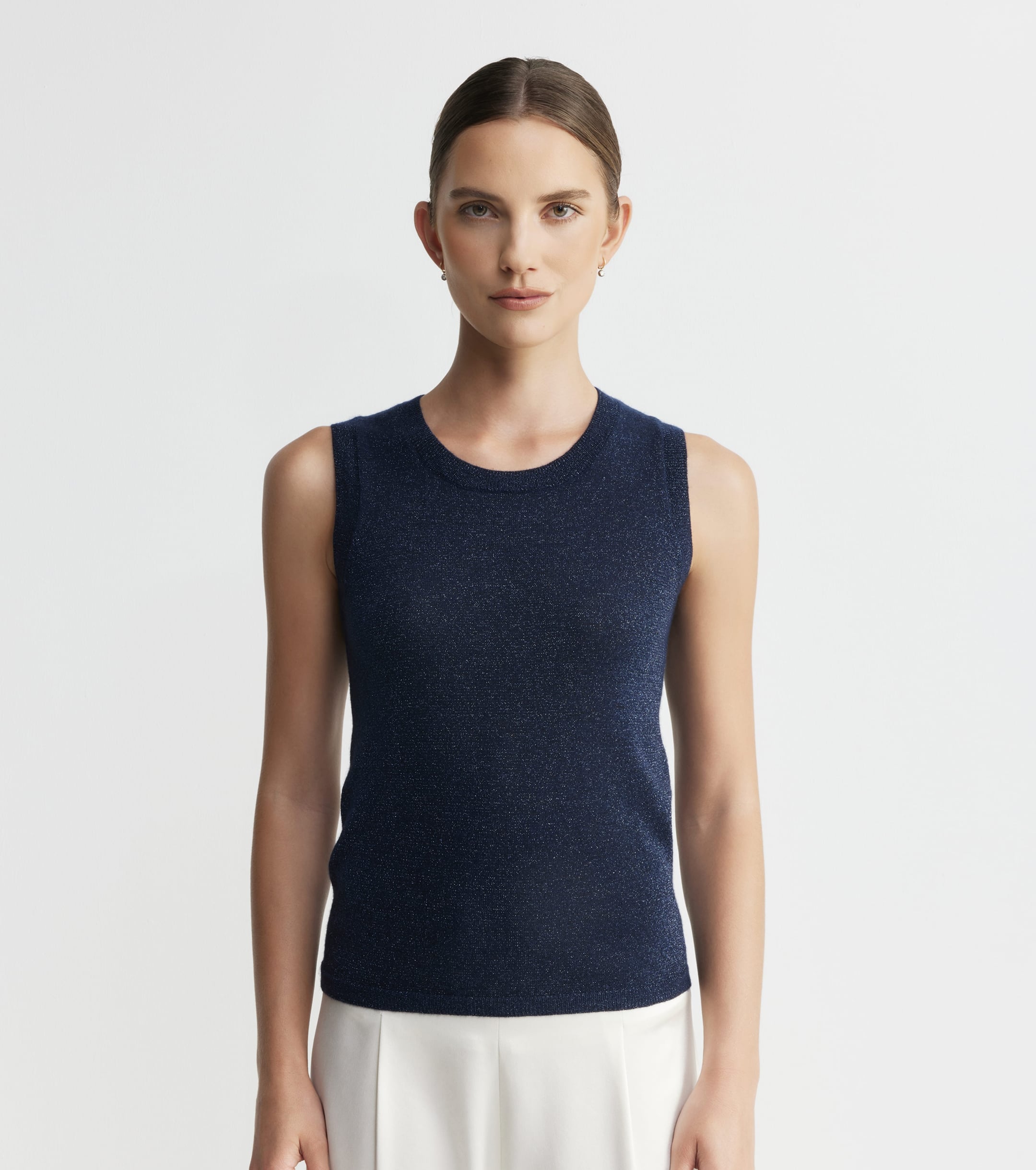 Cashmere Lurex Tank - Sapphire