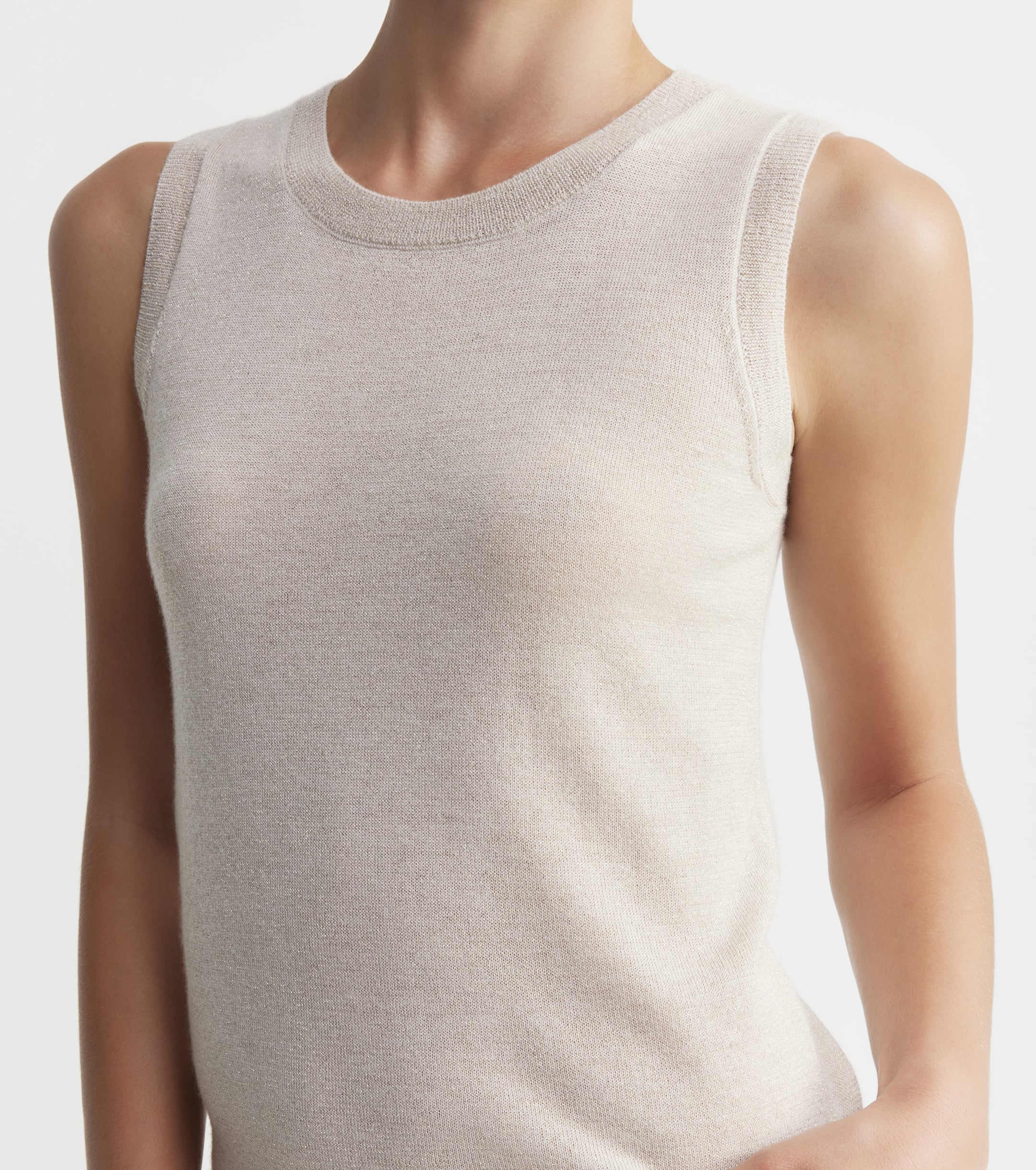 Cashmere Lurex Tank - Champagne