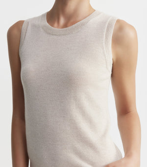 Cashmere Lurex Tank - Champagne