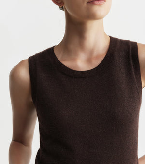 Cashmere Lurex Tank - Cognac