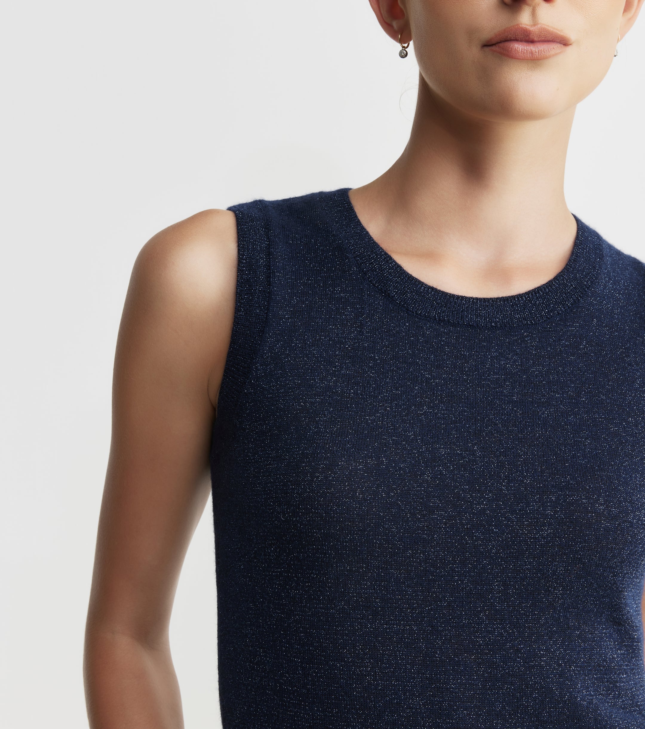 Cashmere Lurex Tank - Sapphire