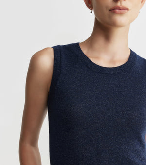 Cashmere Lurex Tank - Sapphire