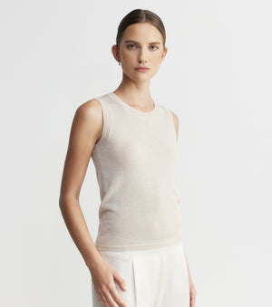 Cashmere Lurex Tank - Champagne