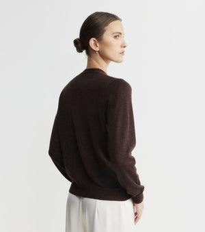 Cashmere Lurex Crew Cardigan - Cognac