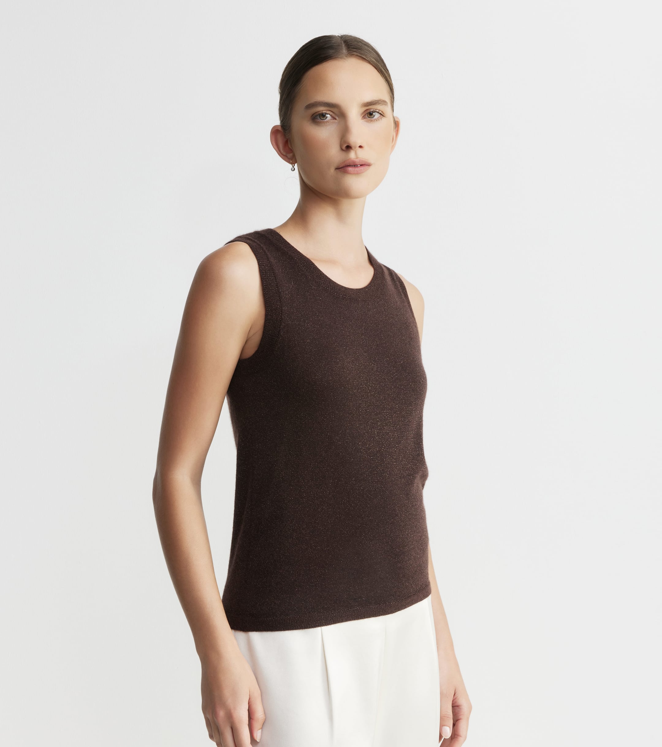 Cashmere Lurex Tank - Cognac