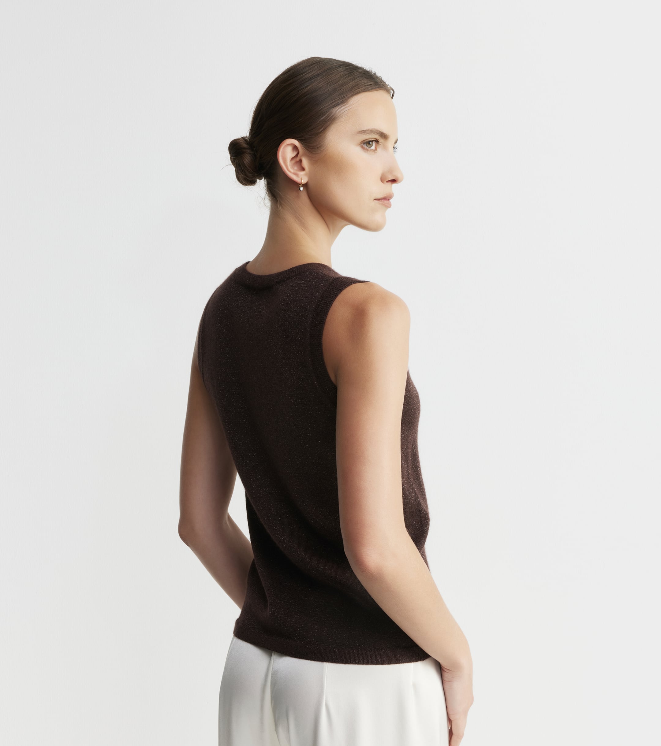 Cashmere Lurex Tank - Cognac
