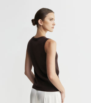 Cashmere Lurex Tank - Cognac