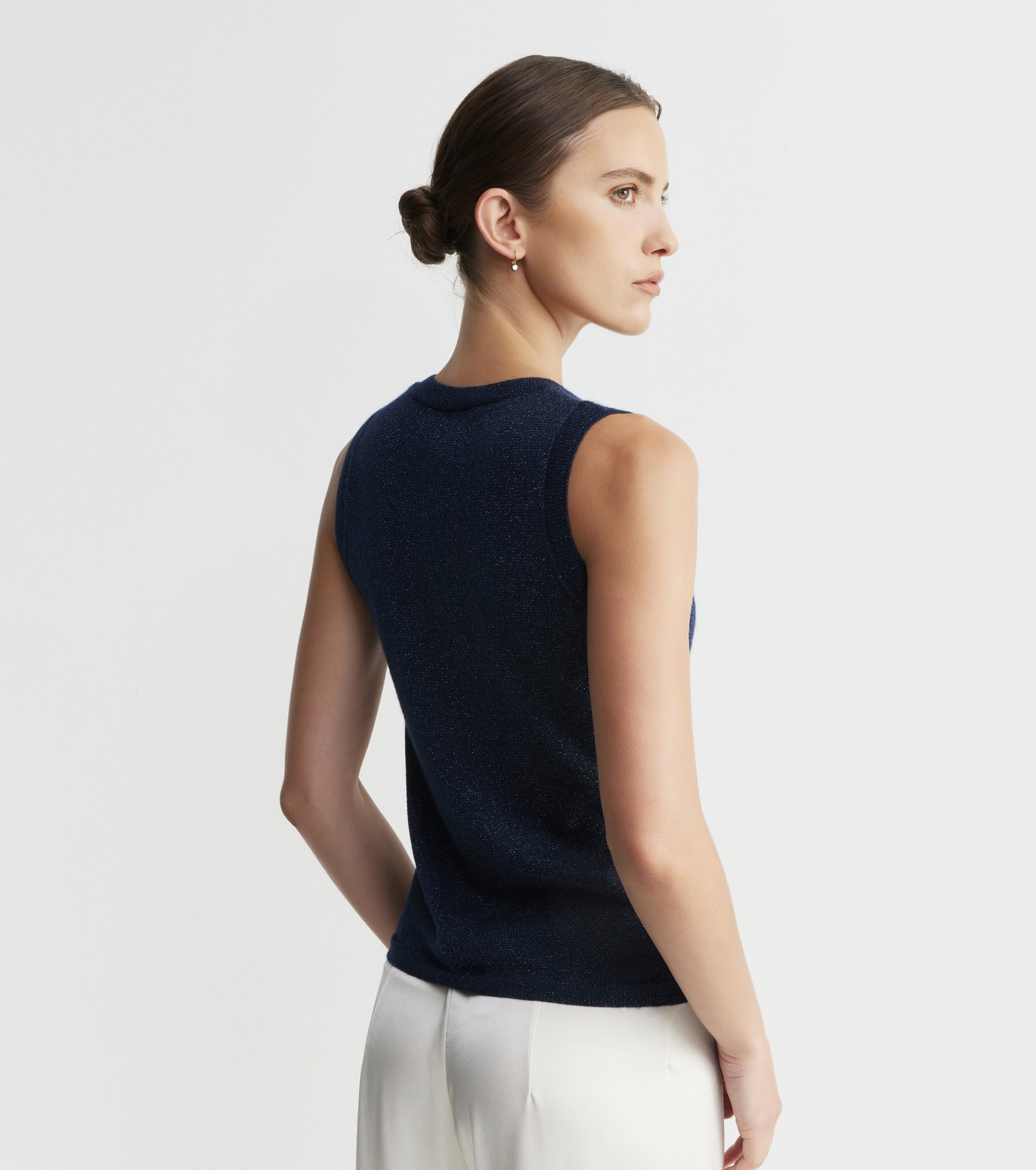 Cashmere Lurex Tank - Sapphire